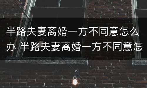 半路夫妻离婚一方不同意怎么办 半路夫妻离婚一方不同意怎么办理