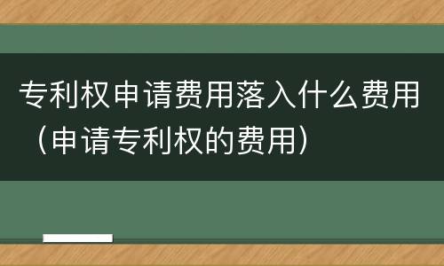 专利权申请费用落入什么费用（申请专利权的费用）