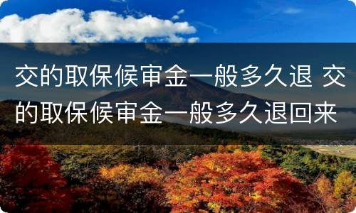 交的取保候审金一般多久退 交的取保候审金一般多久退回来