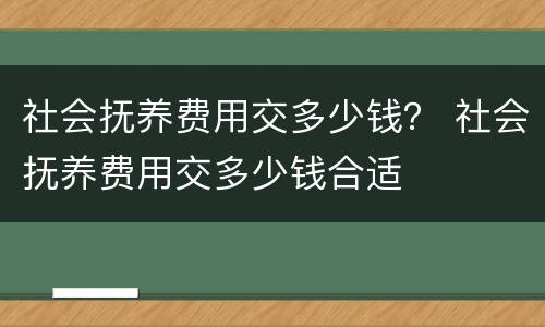 社会抚养费用交多少钱？ 社会抚养费用交多少钱合适