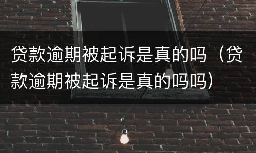 贷款逾期被起诉是真的吗（贷款逾期被起诉是真的吗吗）