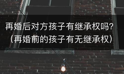 再婚后对方孩子有继承权吗？（再婚前的孩子有无继承权）