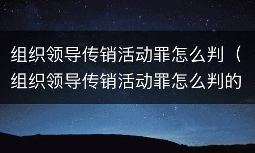 组织领导传销活动罪怎么判（组织领导传销活动罪怎么判的）