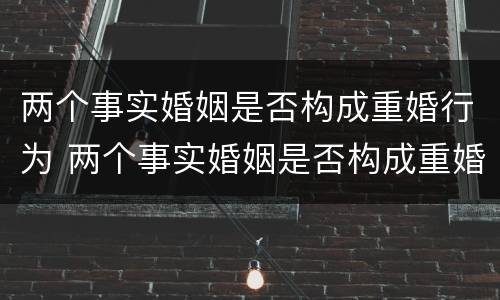 两个事实婚姻是否构成重婚行为 两个事实婚姻是否构成重婚罪