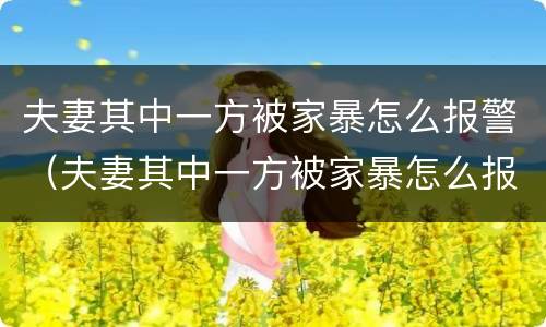 夫妻其中一方被家暴怎么报警（夫妻其中一方被家暴怎么报警处理）