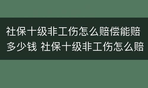 社保十级非工伤怎么赔偿能赔多少钱 社保十级非工伤怎么赔偿能赔多少钱呢