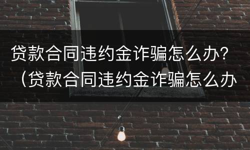 贷款合同违约金诈骗怎么办？（贷款合同违约金诈骗怎么办理）