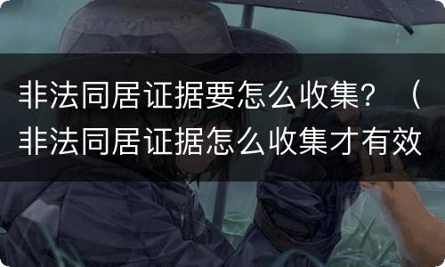 非法同居证据要怎么收集？（非法同居证据怎么收集才有效）