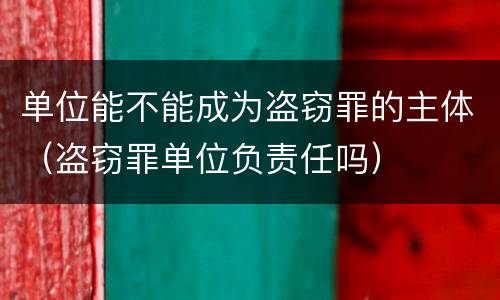 单位能不能成为盗窃罪的主体（盗窃罪单位负责任吗）