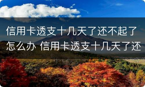 信用卡透支十几天了还不起了怎么办 信用卡透支十几天了还不起了怎么办理