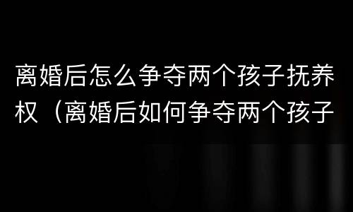 离婚后怎么争夺两个孩子抚养权（离婚后如何争夺两个孩子其中之一的抚养权）