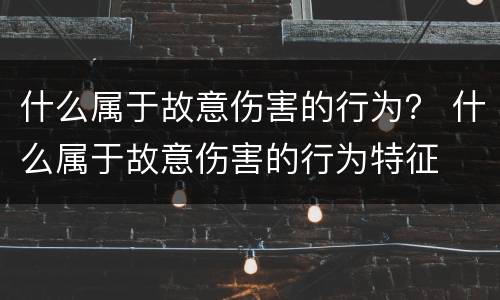 什么属于故意伤害的行为？ 什么属于故意伤害的行为特征