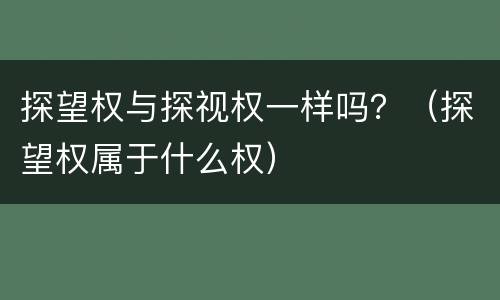 探望权与探视权一样吗？（探望权属于什么权）