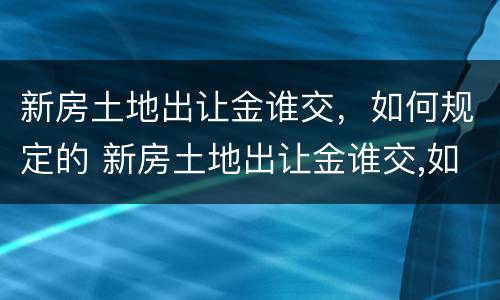 新房土地出让金谁交，如何规定的 新房土地出让金谁交,如何规定的呢