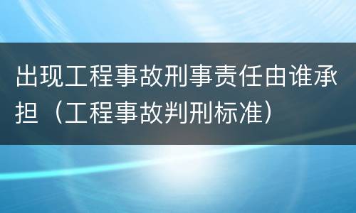 出现工程事故刑事责任由谁承担（工程事故判刑标准）