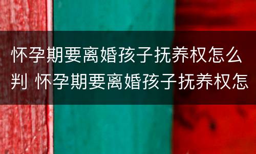 怀孕期要离婚孩子抚养权怎么判 怀孕期要离婚孩子抚养权怎么判决