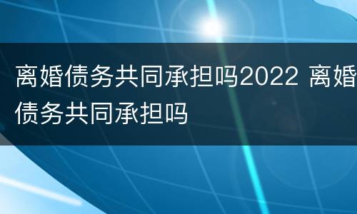 离婚债务共同承担吗2022 离婚债务共同承担吗