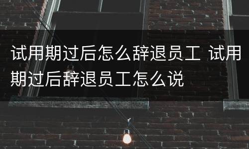 试用期过后怎么辞退员工 试用期过后辞退员工怎么说