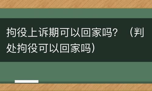 拘役上诉期可以回家吗？（判处拘役可以回家吗）