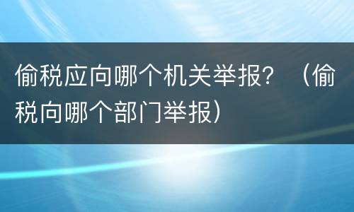 偷税应向哪个机关举报？（偷税向哪个部门举报）