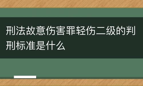 刑法故意伤害罪轻伤二级的判刑标准是什么