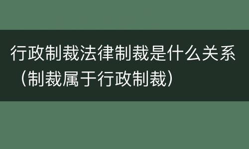 行政制裁法律制裁是什么关系（制裁属于行政制裁）