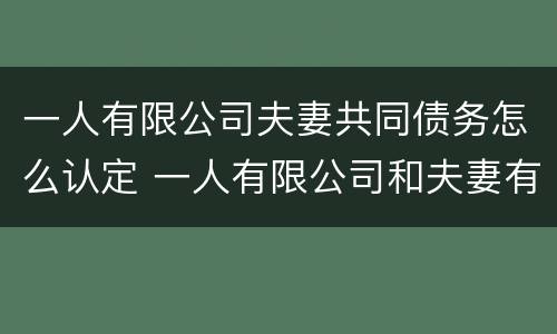 一人有限公司夫妻共同债务怎么认定 一人有限公司和夫妻有限公司区别