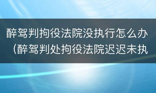 醉驾判拘役法院没执行怎么办（醉驾判处拘役法院迟迟未执行）