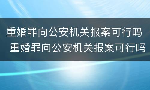 重婚罪向公安机关报案可行吗 重婚罪向公安机关报案可行吗知乎