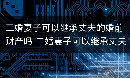 二婚妻子可以继承丈夫的婚前财产吗 二婚妻子可以继承丈夫的婚前财产吗