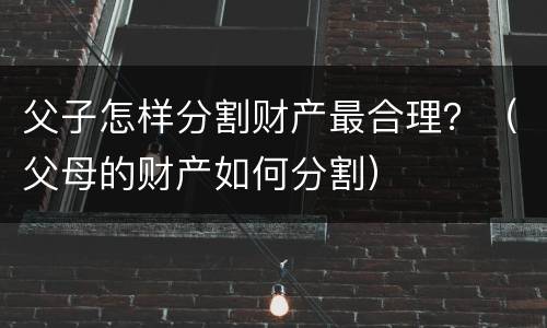 父子怎样分割财产最合理？（父母的财产如何分割）