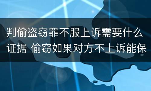 判偷盗窃罪不服上诉需要什么证据 偷窃如果对方不上诉能保嘛