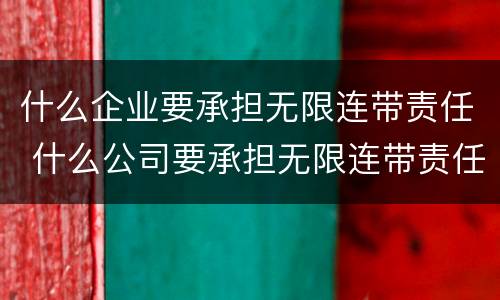 什么企业要承担无限连带责任 什么公司要承担无限连带责任