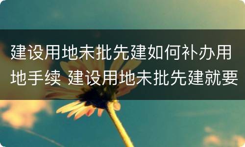 建设用地未批先建如何补办用地手续 建设用地未批先建就要拆除嘛