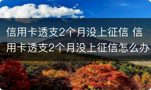 信用卡透支2个月没上征信 信用卡透支2个月没上征信怎么办