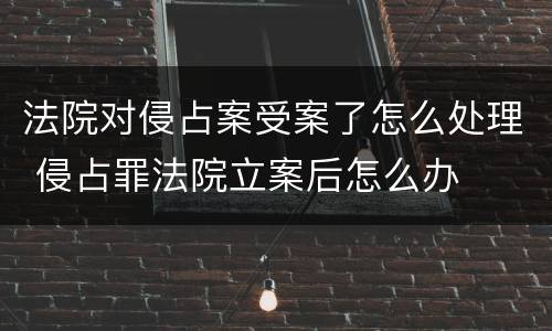 法院对侵占案受案了怎么处理 侵占罪法院立案后怎么办