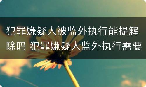 犯罪嫌疑人被监外执行能提解除吗 犯罪嫌疑人监外执行需要哪些条件?