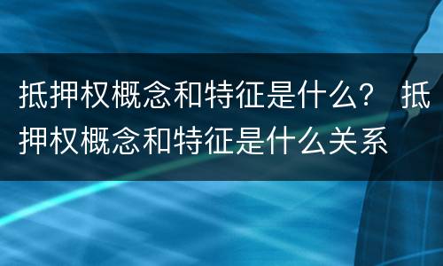 抵押权概念和特征是什么？ 抵押权概念和特征是什么关系