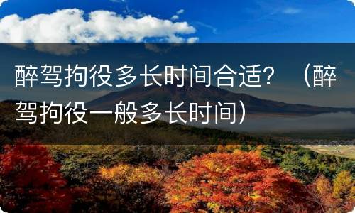 醉驾拘役多长时间合适？（醉驾拘役一般多长时间）