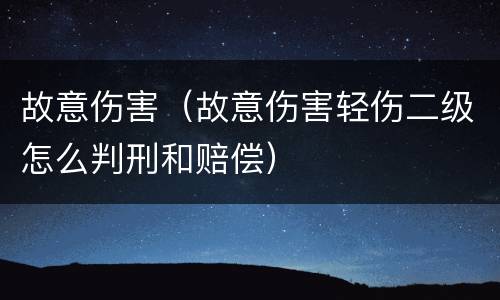 故意伤害（故意伤害轻伤二级怎么判刑和赔偿）