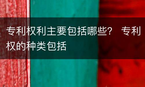 专利权利主要包括哪些？ 专利权的种类包括