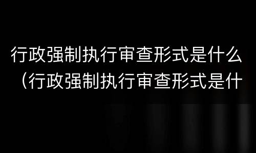 行政强制执行审查形式是什么（行政强制执行审查形式是什么样的）