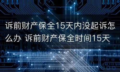 诉前财产保全15天内没起诉怎么办 诉前财产保全时间15天