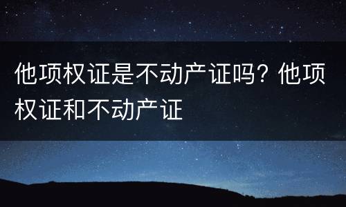 他项权证是不动产证吗? 他项权证和不动产证