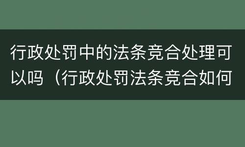 行政处罚中的法条竞合处理可以吗（行政处罚法条竞合如何处罚）