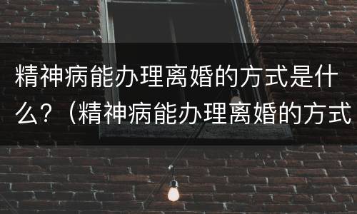 精神病能办理离婚的方式是什么?（精神病能办理离婚的方式是什么意思）