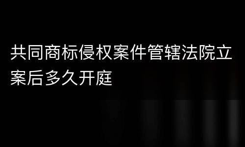 共同商标侵权案件管辖法院立案后多久开庭