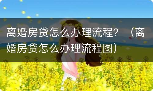 离婚房贷怎么办理流程？（离婚房贷怎么办理流程图）