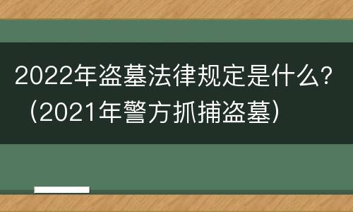 2022年盗墓法律规定是什么？（2021年警方抓捕盗墓）