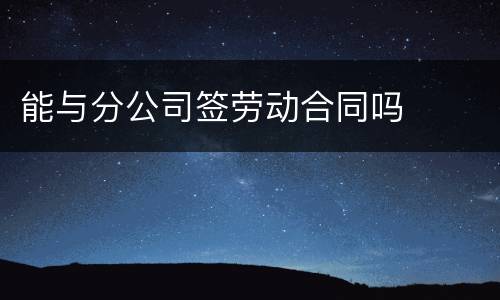 能与分公司签劳动合同吗